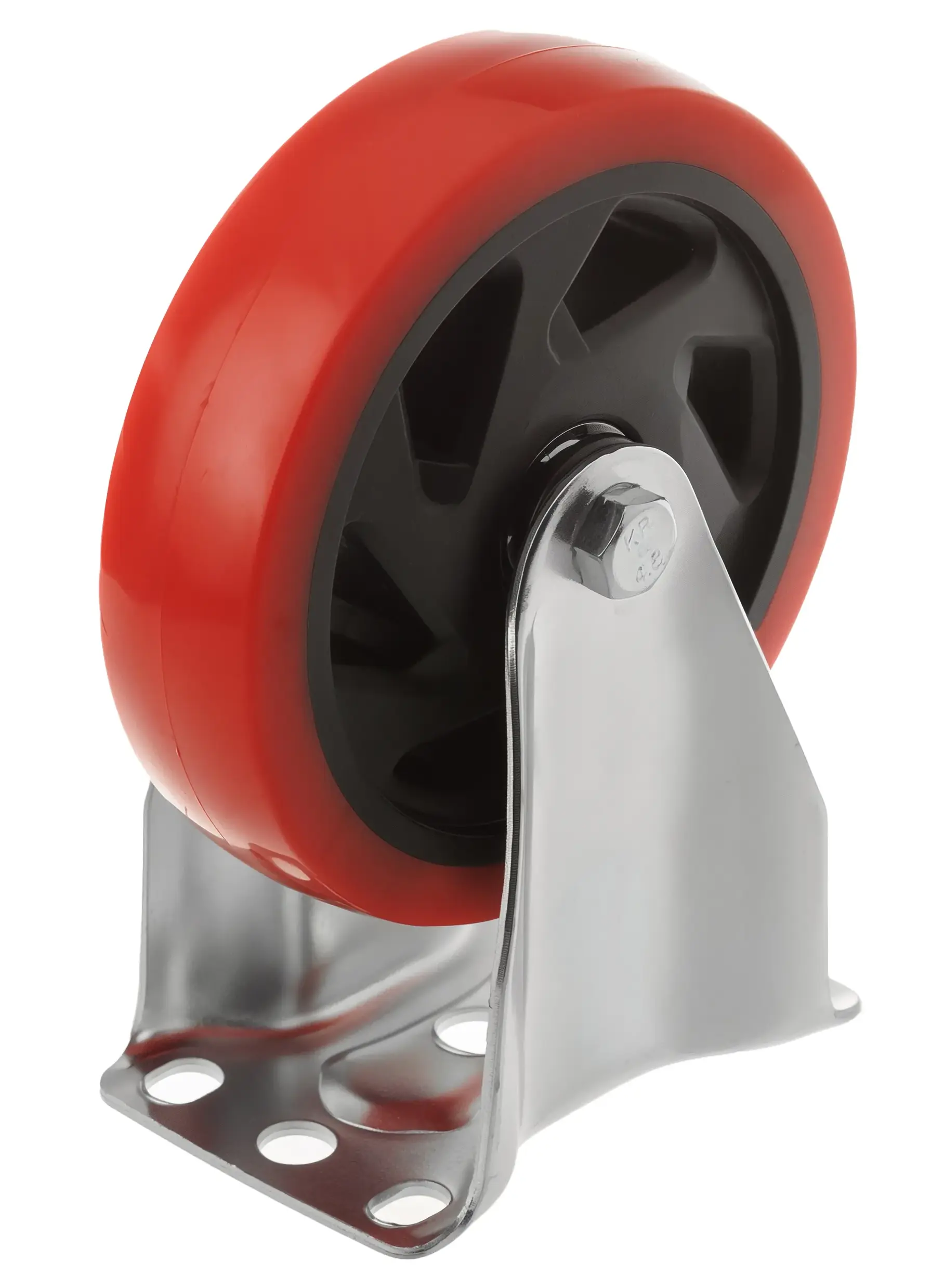 330125F -Полипропиленовое красное колесо 125 мм (неповоротн.площ, двойной шарикоподш.)